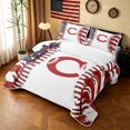 thumbnail image 3 of meiyoeat Baseball Initial C Quilt Full for Boys, Vintage USA Flag Print Full Bedspread Sets, 3pcs, 1 Comforter and 2 Pillowcases, 3 of 7