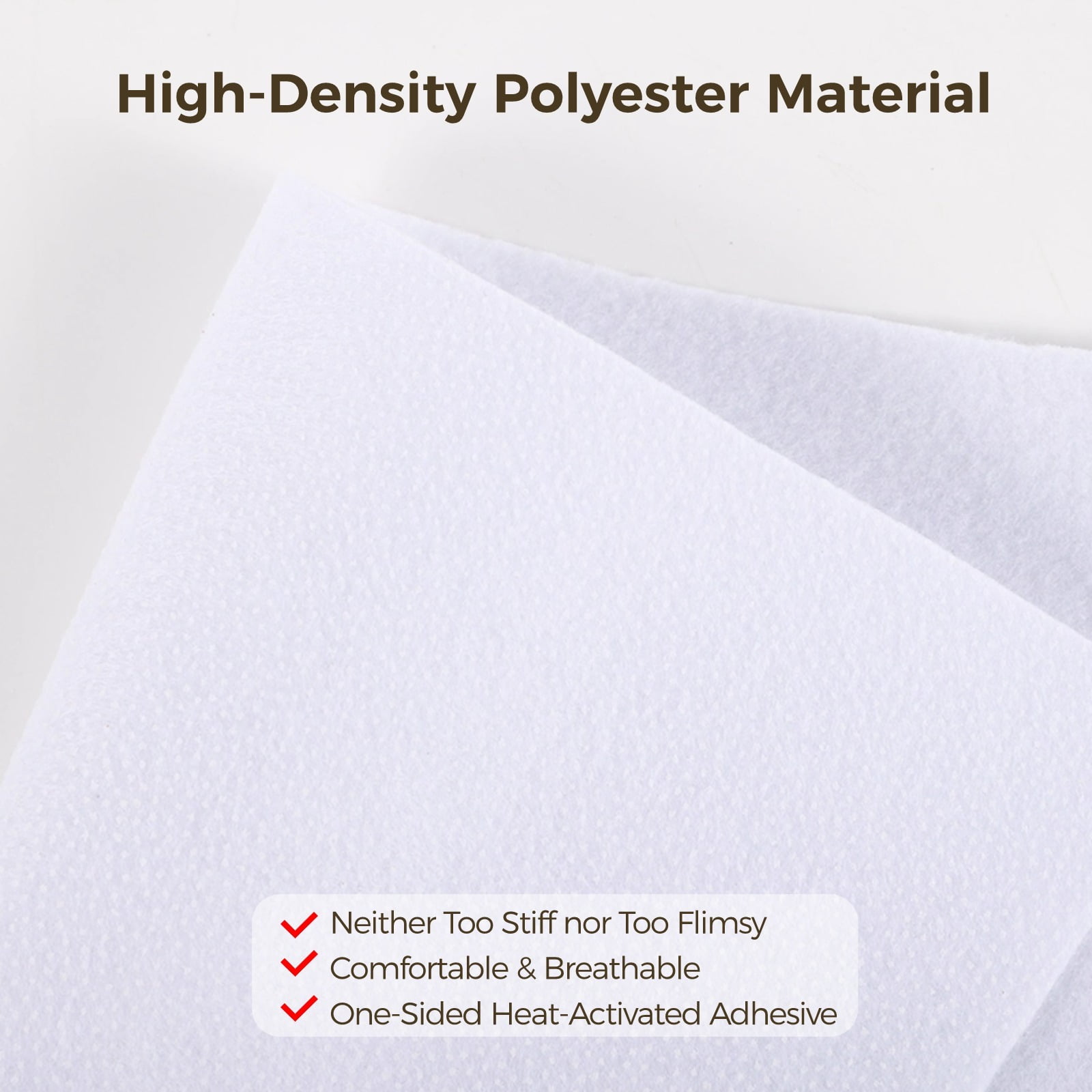 Iron-On Fusible Fleece Interfacing 16.5" x 10 Yards, Medium Weight One-Sided Iron On High-Density Soft Polyester, DIY Crafts Supplies for Crafting and Sewing Reinforcement
