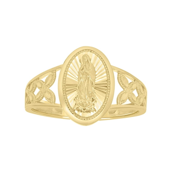 10k Yellow Gold Womens Oval Head Guadalupe Religious Ring