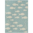 thumbnail image 2 of SAFAVIEH Courtyard Trena Fish Print Indoor/Outdoor Area Rug, 2'7" x 5', Aqua/Beige, 2 of 8