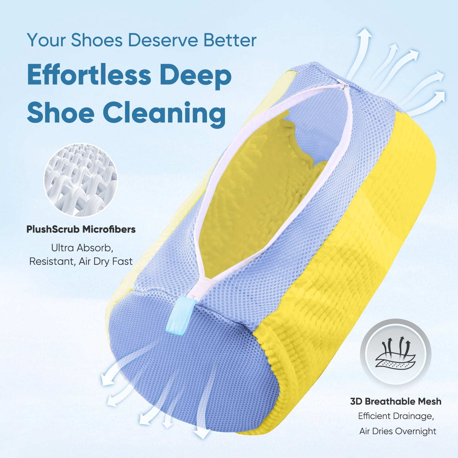 Avoalre Shoe Washing Bag for Washing Machine, Deep Cleaning Laundry Shoe Bag with Shoe Tree, Durable & Reusable for Various Shoes