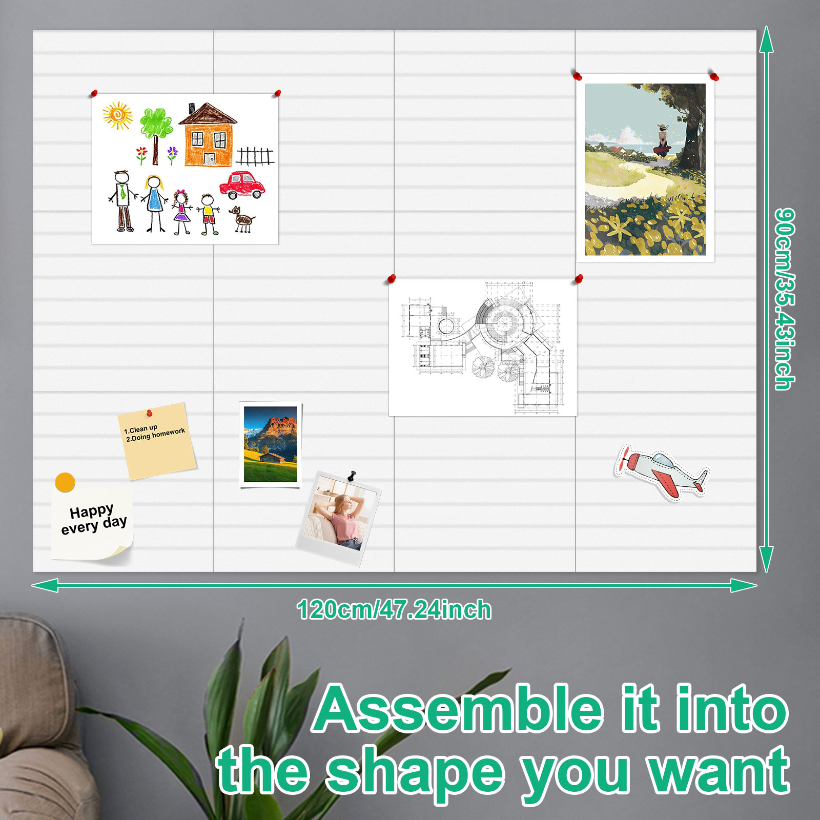 Threns 12 Pcs Felt Bulletin Board with Removable Adhesive Tabs Decorative Felt Pin Board for Photos Memos Home and Office Decor
