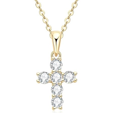 Cross Necklace for Women Sterling Silver Moissanite Dainty Necklaces Jewelry Gifts for Her Mom Girlfriend Mama Wife