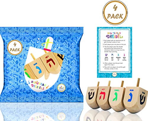 Hanukkah Dreidel Bulk Solid Blue & White Wooden Dreidels Hand Painted 100-Pack Includes x10 Game Instruction Cards! 