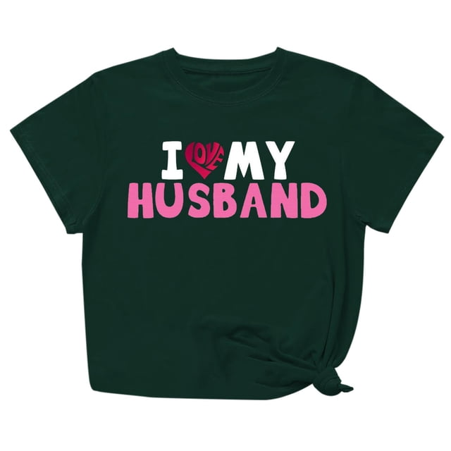 Penkiiy T-Shirt Femme J'aime Mon Mari Mignon Relation Mariée TP Vert