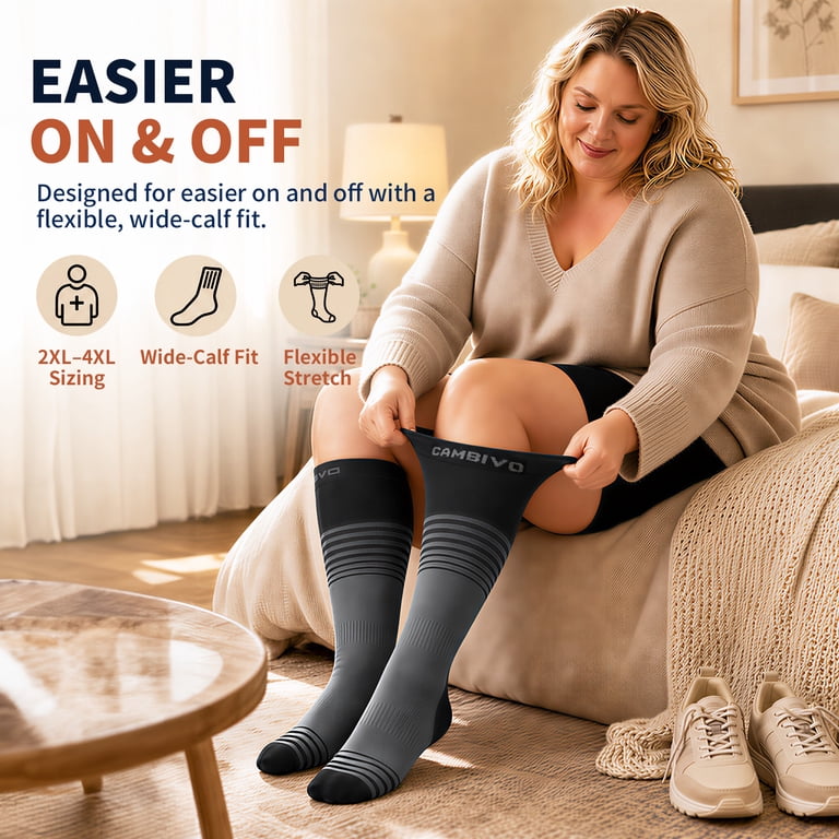 Cambivo Plus Size Compression Socks 2XL-4XL, 15-20 mmHg photo 6
