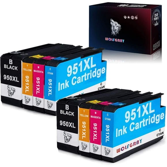 Wolfgray 950XL 951XL Compatibe Ink Cartridges Replacement for HP 950 951 XL (2BK+2C+2M+2Y) for HP Officejet Pro 8610