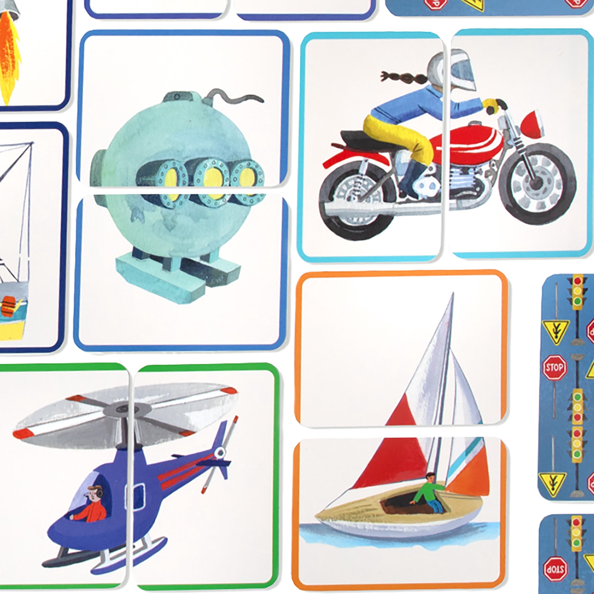 eeBoo Vehicles Memory Match & Make Game, Ages 4+ For 1-4 Players - Sharpens Visual Acuity, Concentration, And Memory Skills, 48 Cards, 24 Pairs
