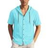 thumbnail image 3 of Enridrech Men's Short Sleeve Hoodies Shirt Summer Button down Workout Hiking Lightweight Hooded Beach Shirts Top, 3 of 7