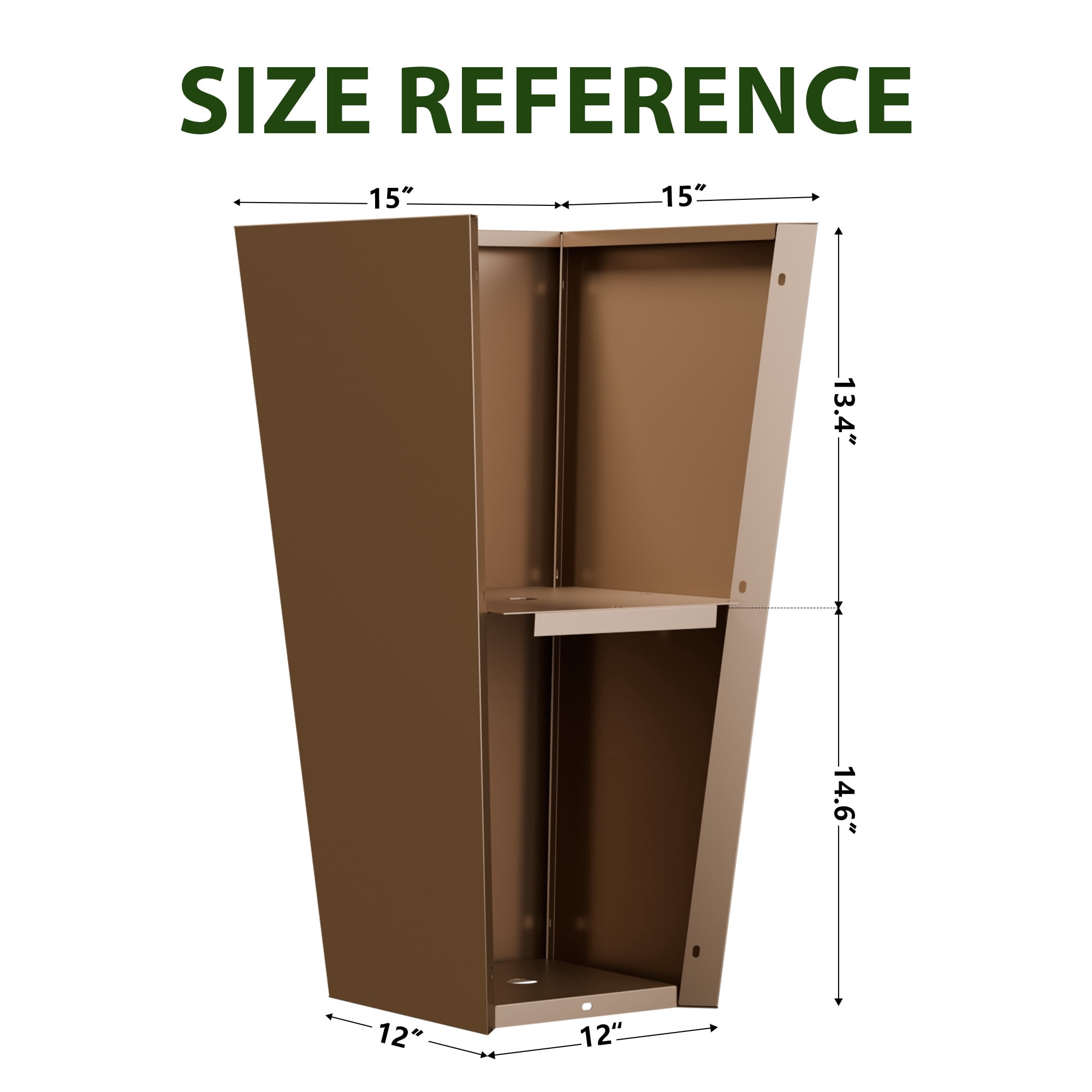 MAYEERTY 28*15*15" Brown Modern Metal Cone Planter with Inner Shelf for Outdoor Gardening, Patio & Balcony
