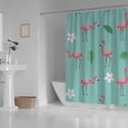 thumbnail image 3 of Coolnut Bath Shower Curtain Liners Flamingos and Tropical Flowers 66x72in Polyester Waterproof with 12 Curtain Hooks, 3 of 6