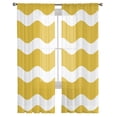 thumbnail image 3 of Yellow Ripple Sheer Curtains 96 Inches Long 2 Panels Set, Window Sheer Curtains for Living Room/Bedroom, Simple Yellow White Waves Aesthetics Light Filtering Rod Pocket Curtain 52'' x 96'' x 2, 3 of 7