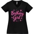 thumbnail image 3 of Inktastic Neon Pink Birthday Girl Women's Plus Size V-Neck T-Shirt, 3 of 5