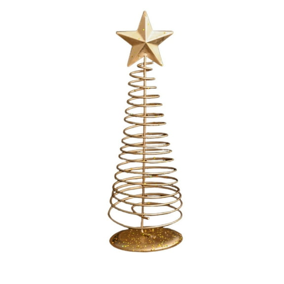 Cififendec Iron Pentagram Christmas Tree Ornaments,Fake Tree Snow Frost Trees,Bottle Brush Trees Desktop Christmas Tree Mini Decor Golden Iron,Nativity Decor Home Party Decor