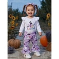 thumbnail image 6 of RUINIXCW Newborn Baby Girls My First Halloween Outfit Fall Winter Clothes Ghost Embroidery Long Sleeve Romper and Bell Bottom Flare Pants Headband Set, 6 of 9