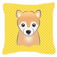 thumbnail image 2 of Carolines Treasures BB1133PW1818 Yellow Checkered Shiba Inu   Canvas Fabric Decorative Pillow  18H x18W multicolor, 2 of 2