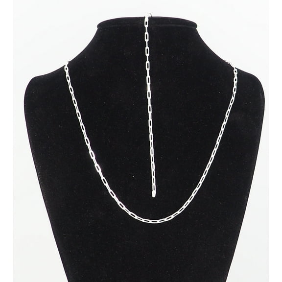 Solid 925 Sterling Silver Paper Clip Chain Bracelet (7") & Necklace (20") Set Made in Italy