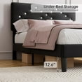 thumbnail image 4 of Twin Size Bed Frame with Headboard, Upholstered Platform Bed Frames with Crystal Diamond Tufted, Easy Assembly, Wooden Slats Support, No Box Spring Needed, Black, 4 of 6