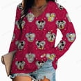 thumbnail image 1 of Spring Autumn Elegant Shirt Women Sexy Long Sleeve V Neck Disney Mickey Mouse Floral Print T Shirt Casual Loose PulloverXL Gao Jinjia LED, 1 of 2