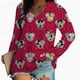 thumbnail image 1 of Spring Autumn Elegant Shirt Women Sexy Long Sleeve V Neck Disney Mickey Mouse Floral Print T Shirt Casual Loose Pullover4XL Gao Jinjia LED, 1 of 2