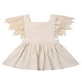 thumbnail image 2 of FNNMNNR Baby Girl Summer Sleeveless Dress Flare Sleeve Lace Patchwork V Back Sundress, 2 of 3