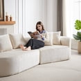 thumbnail image 2 of Modern Upholstered Oversized Sectional Sofa, 114-Inch Chenille 4-Seater Extra Deep & Wide Seat Curved Cloud Couch with 4 Throw Pillows, Free Combination Sofa Couch for Living Room,Bedroom 43549, 2 of 16