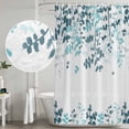 thumbnail image 4 of Teal Blue Leaves Shower Curtain Set - Small 36" x 72" Washable Bathtub Curtain with 12 Hooks, Summer Botanical Waterproof Fabric Stall Shower Curtains for Bathroom/Bathtub Décor, 4 of 6