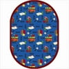 Joy Carpets Bookworm Blue 5 ft.4 in. x 7 ft.8 in. Oval WearOn Nylon Machine Tufted- Cut Pile Just for Kids Rug