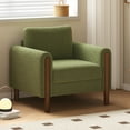 thumbnail image 3 of Oversized Accent Chair, Upholstered Living Room Chairs Single Sofa Chair with Walnut Legs, Curved handrail, Green, 3 of 19