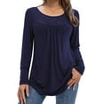 thumbnail image 4 of FOLUNSI Women's Plus Size Tops Long Sleeve Lace Pleated Blouses Tunic Tops New Arrivals M-4XL, 4 of 5