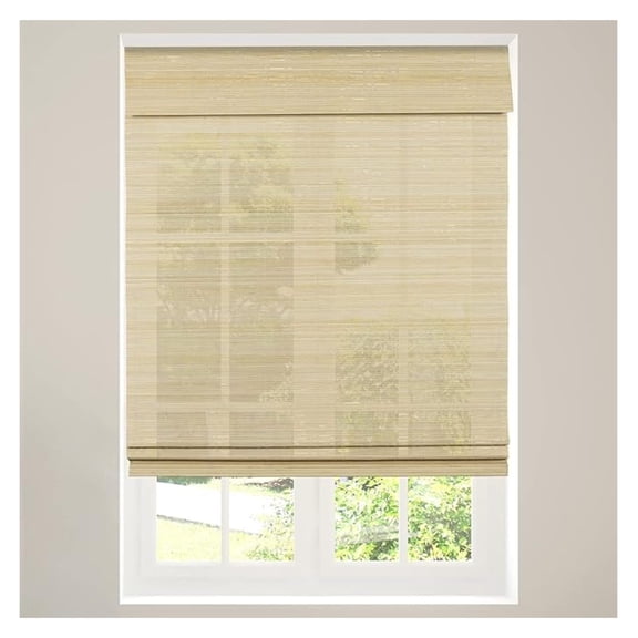 Cordless Bamboo Shade Blind, Light Filtering, 46.5" W x " H, Ceylon Natural, Neutral and Yellow Wood Tones. Limited Privacy