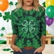 thumbnail image 1 of TaTaai Women's Fashion St. Patrick's Day Unstructured Print Loose Casual Round Neck 3/4 Sleeve T-Shirt Pullover Gift, 1 of 6