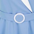 thumbnail image 3 of Wycnly Womens Dresses Empire Waist Flowy Pleated Swing A Line Vintage 1950S Graduation Dresses Summer Color Block V-Neck Short Sleeve Formal Midi Dress Light Blue XXL, 3 of 6