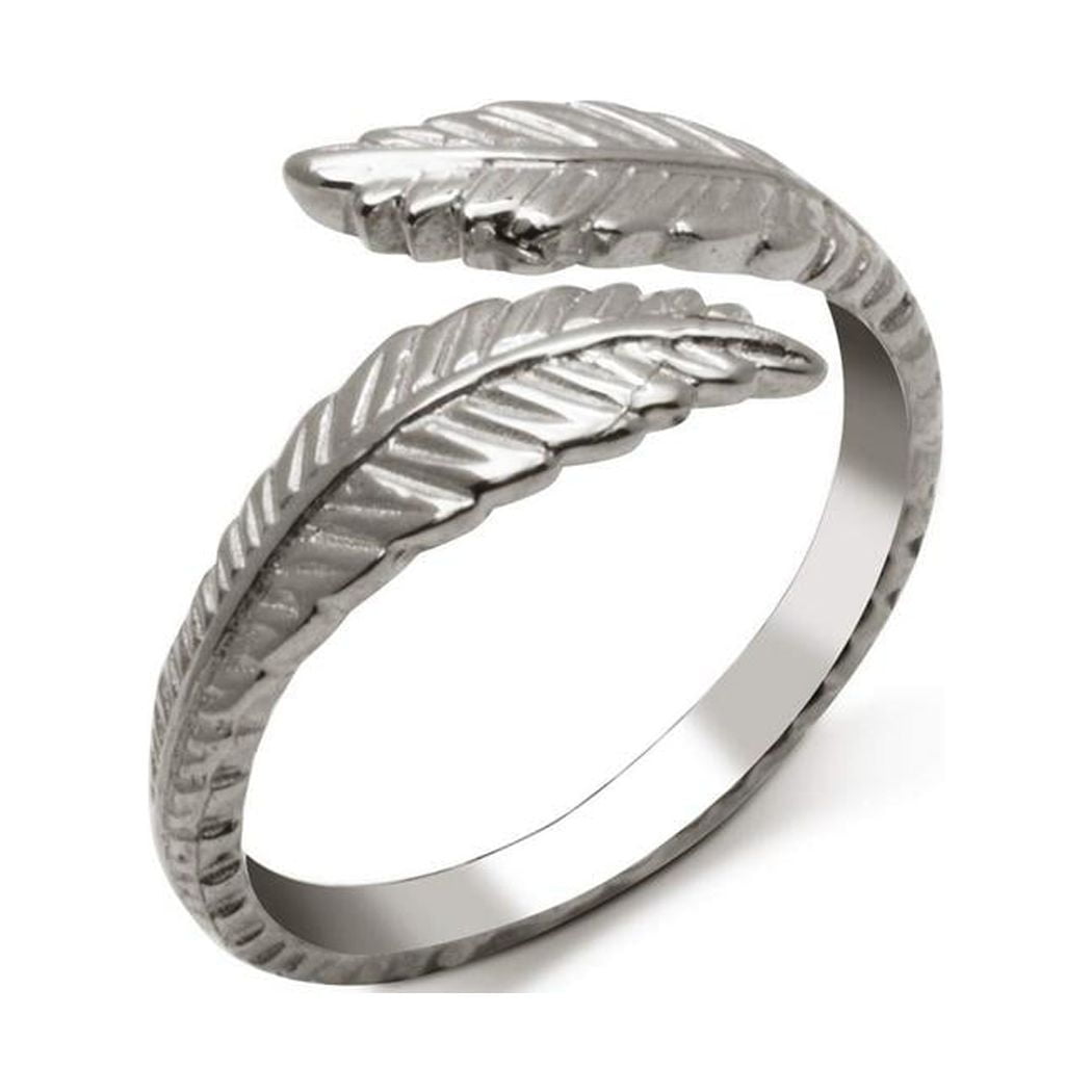 Jewelryweb Solid 10k White Gold Textured Feather Bypassye toe ring (8mm X 15mm) (White Gold) toe ring for Women