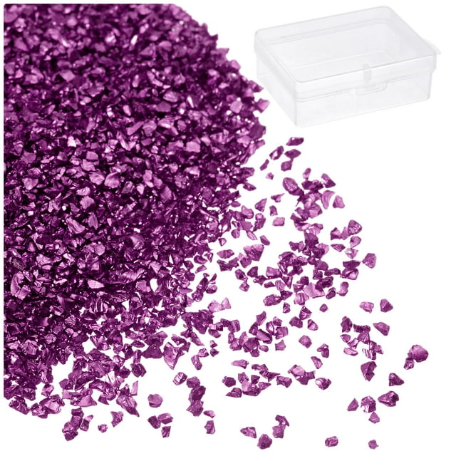 Unique Bargains 50g Crushed Glass Chips 1-3mm, Purple
