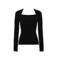 thumbnail image 6 of Babysbule Tops for Women Women Sexy Slim Casual Solid Long Sleeve Square Collar Base Shirts Warm Blouses Tops, 6 of 6
