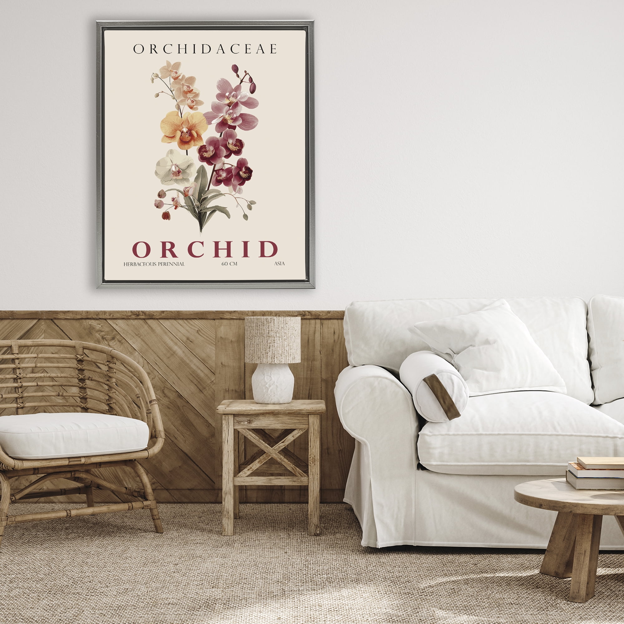 Stupell Industries Natural Orchid Bundle Gray Framed Floater Canvas Wall Art, design by Christopher Giampietro