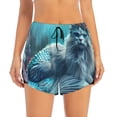 thumbnail image 3 of Uemuo Cat Underwater Fantasy Pattern Women's Athletic Shorts High Waisted Running Shorts with Liner Pockets Gym Elastic Workout Shorts-Large, 3 of 9