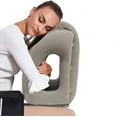 thumbnail image 1 of Almohada de viaje inflable, regalos para el día de la madre, aviones portátiles, almohada de viaje cómoda de primera calidad para el descanso del cuello de la cabeza del cuerpo, gris oscuro oso de fresa Hogar, 1 of 5