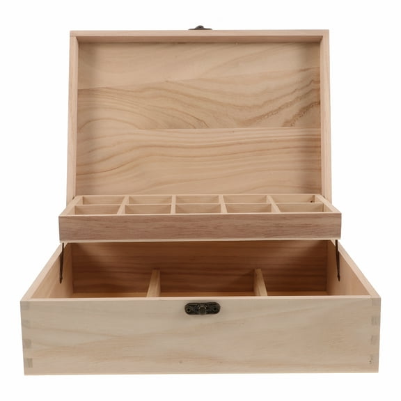 LAMIRO Unfinished Jewelry Box DIY Wooden Trinket Box Wood Storage Box Keepsake Jewelry Box with Locking Clasps for Rings Earrings Necklaces Watches Bracelets
