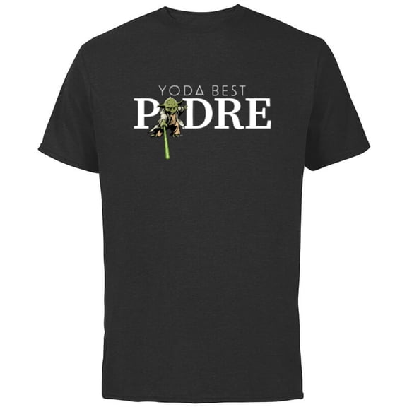 Star Wars Yoda Lightsaber Best Padre Birthday DÃa del Padre - Short Sleeve Cotton T-Shirt for Adults - Customized-Black