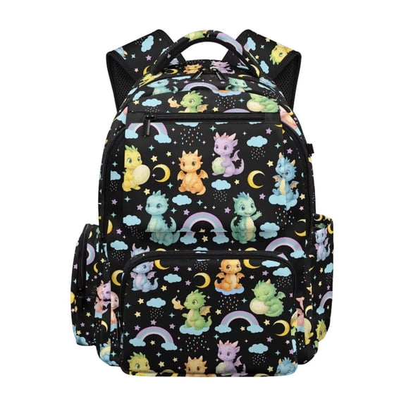 Forchrinse Cartoon Dragon School Backpack for Girls Ages 6-8 Large Capacity School Bag Kids Cute Book Bags 17 Inch Lightweight Rucksack with Adjustable Strap