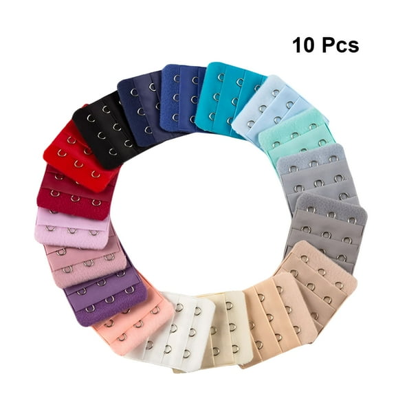 TELOLY 10PC Women's Bra Extenders Brassiere Extension Hooks Narrow 3 Rows 3 Buttons Bra Underwear Extension Buckle