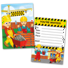 20 Kids Party Invitation Cards Construction Themed and 20 Envelopes