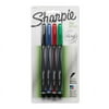 Sharpie® Pens, Medium Point, 1.0 mm, Silver Barrels, Assorted Ink Colors, Pack Of 4