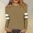 thumbnail image 4 of Scyoekwg Womens Clothes Long Sleece Loose Dressy Casual Round Neck Raglan Sleeves Tunic Tops Stitching Graphic Tops Long Sleeve Trendy Y2k Clothes Pullover Tops(Khaki,XXXL), 4 of 5