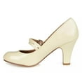 thumbnail image 2 of YDN Women Cute Round Toe Mary Janes Double Buckle Strap Mid Chunky Heels Comfortable Dressy Work Pumps Size 16 Beige, 2 of 4