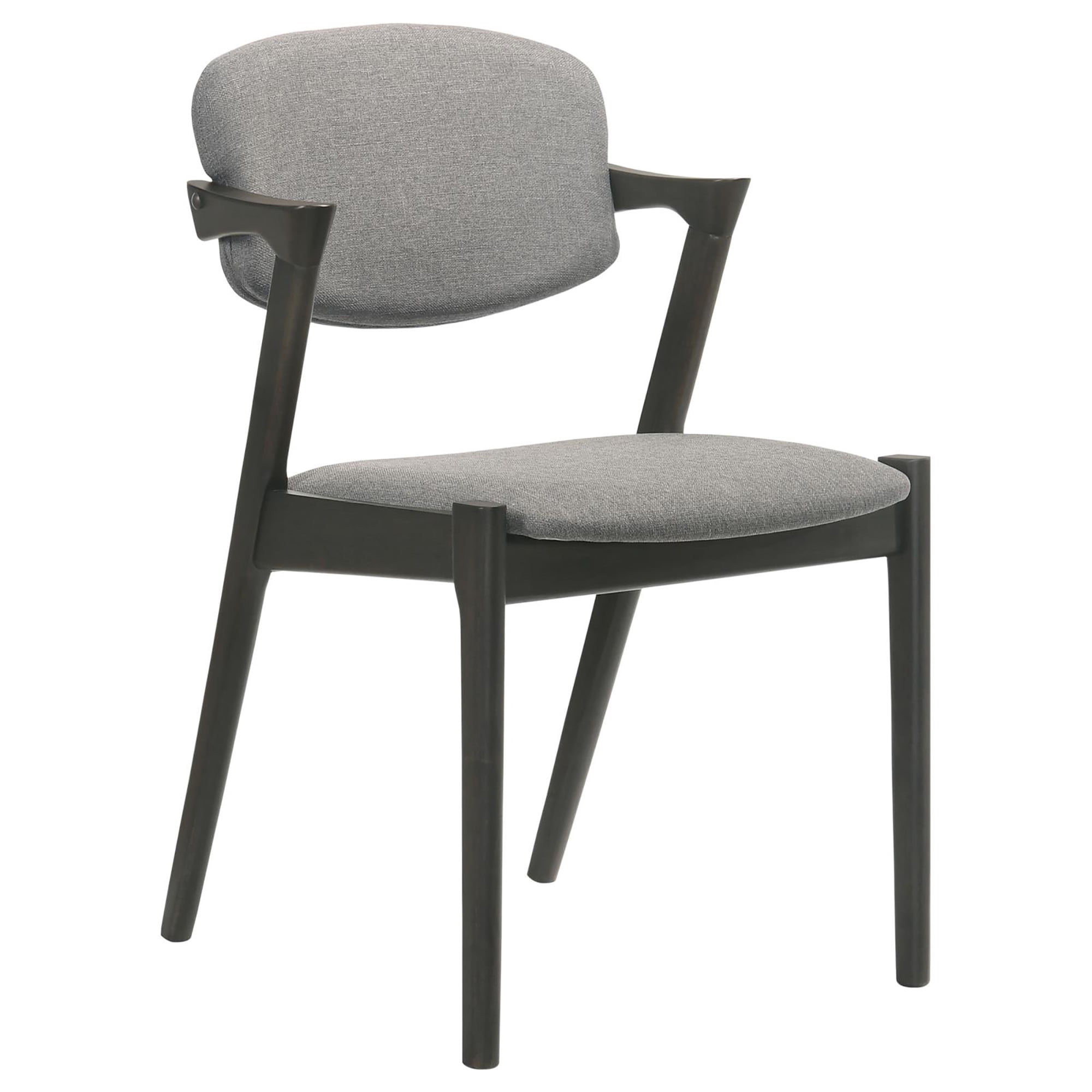 Mid-Century Modern Dining Chairs Set of 2 - Brown Grey Upholstered Seat & Back, Black Frame, Z-Shape Design - Perfect for Kitchen & Dining Room (30"H x 20.25"W)