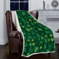 thumbnail image 2 of Sherpa Fleece Throw Blanket Cozy Soft Warm Bed Blankets,St. Patrick''s Day Clover Dark Green Background Fuzzy Plush Microfiber Lightweight Blankets All Season for Couch Sofa 40x50IN, 2 of 6