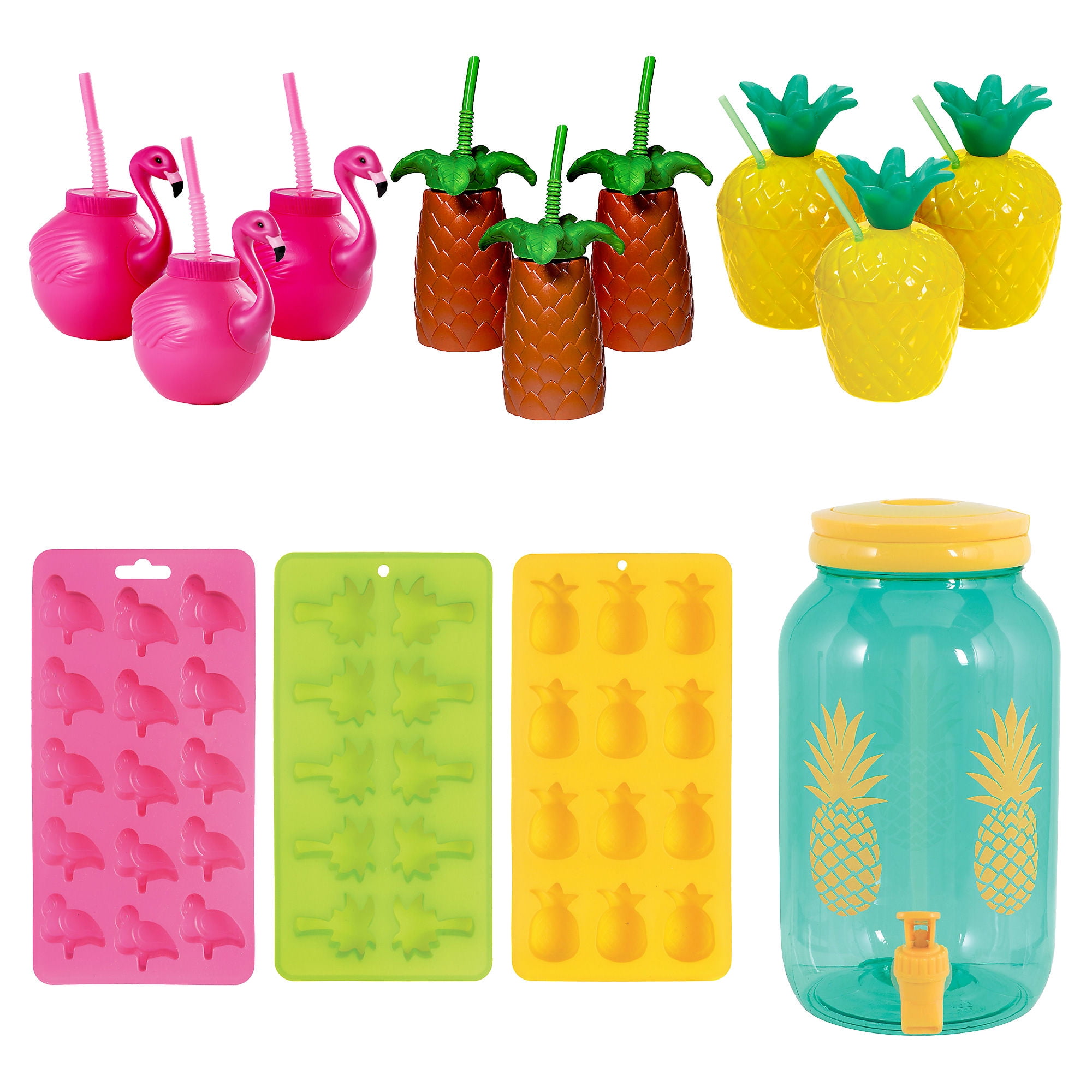 Party City Summer Drinkware for 9 Guests, Pool Party Supplies, Includes